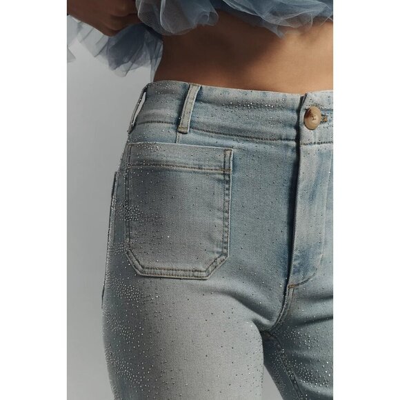 The Colette Cropped High-Rise Wide-Leg Jeans by Maeve: Rhinestone Sparkle 24W - Picture 4 of 4